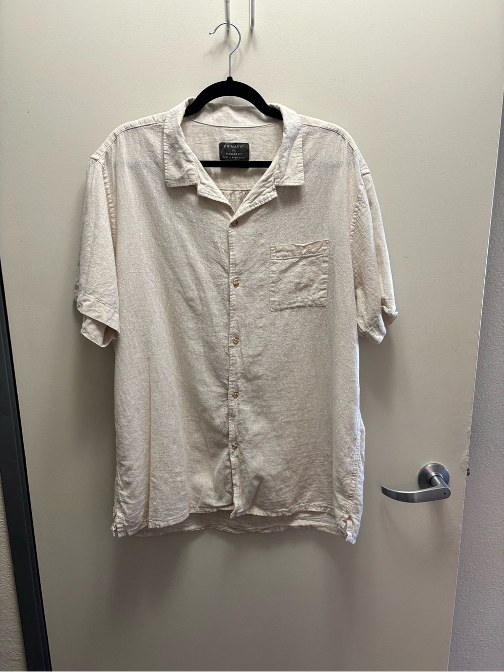 Primark Cream Short-Sleeve Button-Down Shirt